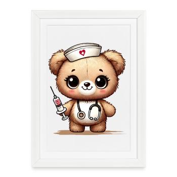Adorable doudou en tant qu’infirmière - Affiche encadrée (27 × 37 cm) - blanc - Devant