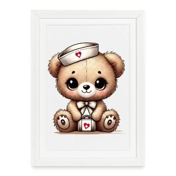 Adorable teddy bear as a nurse - Framed poster (27 × 37 cm) - white - Front