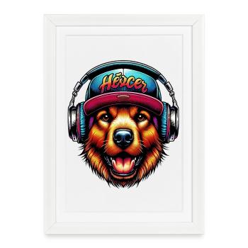 Chien - Affiche encadrée (27 × 37 cm) - blanc - Devant