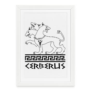 Black Cerberus Wolf Dog - Framed poster (27 × 37 cm) - white - Front