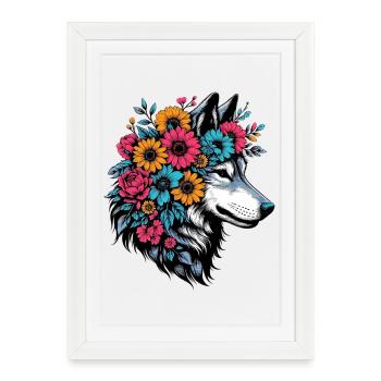 Loup - Affiche encadrée (27 × 37 cm) - blanc - Devant