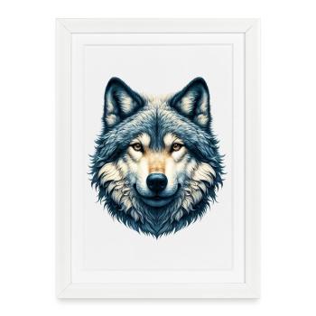 Wolf - Gerahmtes Poster (27 × 37 cm) - Weiß - Vorne