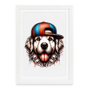 Chien - Affiche encadrée (27 × 37 cm) - blanc - Devant