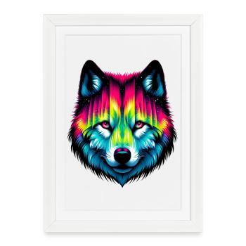 Loup - Affiche encadrée (27 × 37 cm) - blanc - Devant