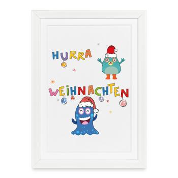 Hourra Noël - Affiche encadrée (27 × 37 cm) - blanc - Devant
