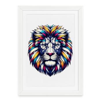 Lion - Framed poster (27 × 37 cm) - white - Front