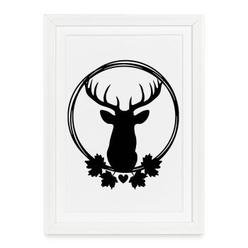 Couronne de cerf - Affiche encadrée (27 × 37 cm) - blanc - Devant