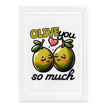 Olive You So Much – Funny Love Pun for Verlie - Framed poster (27 × 37 cm) - white - Front