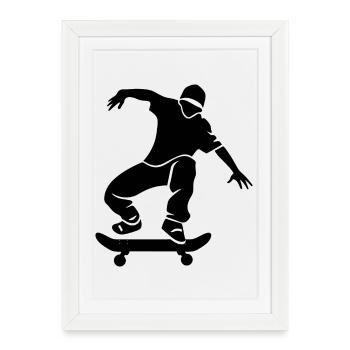 Croquis de skateur - Affiche encadrée (27 × 37 cm) - blanc - Devant