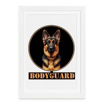 Bodyguard Shepherd Dog Portrait - Framed poster (27 × 37 cm) - white - Front