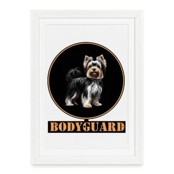 Yorkshire Terrier : Chien de garde en anneau d’or - Affiche encadrée (27 × 37 cm) - blanc - Devant
