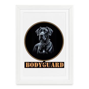 Bodyguard Dog - Great Dane - Framed poster (27 × 37 cm) - white - Front
