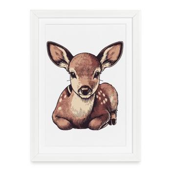 Roe deer - Framed poster (27 × 37 cm) - white - Front