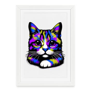 Chat - Affiche encadrée (27 × 37 cm) - blanc - Devant