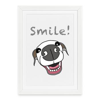 Illustration du sourire de chien, lévrier italien - Affiche encadrée (27 × 37 cm) - blanc - Devant