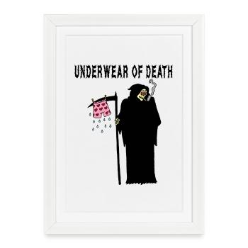 Le caleçon de la mort - Affiche encadrée (27 × 37 cm) - blanc - Devant
