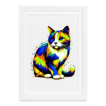 Chat - Affiche encadrée (27 × 37 cm) - blanc - Devant