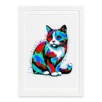 Chat - Affiche encadrée (27 × 37 cm) - blanc - Devant