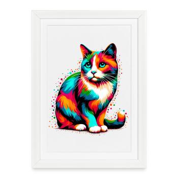 Chat - Affiche encadrée (27 × 37 cm) - blanc - Devant