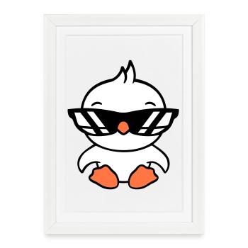 Bird Sunglasses Cool Black Glasses Coolness - Framed poster (27 × 37 cm) - white - Front