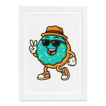 Donut souriant - Affiche encadrée (27 × 37 cm) - blanc - Devant