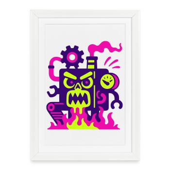 Monster Machine on Fire - Framed poster (27 × 37 cm) - white - Front