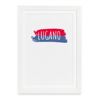 Lugano Souvenir T-Shirt - Affiche encadrée (27 × 37 cm) - blanc - Devant