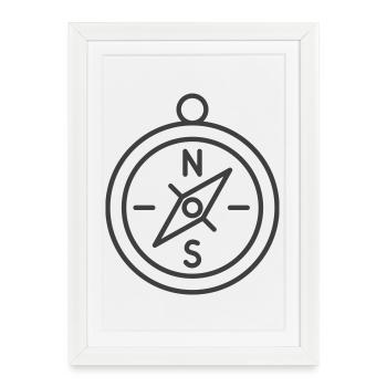 Minimalist Compass Navigation Design - Framed poster (27 × 37 cm) - white - Front