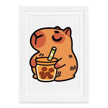Bébé Capybara - Affiche encadrée (27 × 37 cm) - blanc - Devant