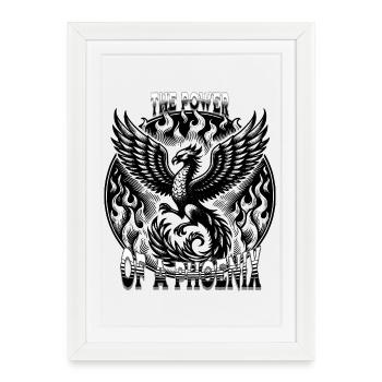 Fiery phoenix with fire - Framed poster (27 × 37 cm) - white - Front