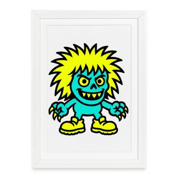 Monstre aux cheveux jaunes - Affiche encadrée (27 × 37 cm) - blanc - Devant