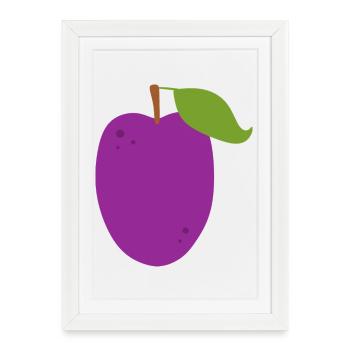 Illustration vibrante de fruit de prune - Affiche encadrée (27 × 37 cm) - blanc - Devant