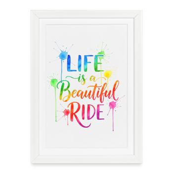 Life is a Beautiful Ride Watercolour Design - Framed poster (27 × 37 cm) - white - Front