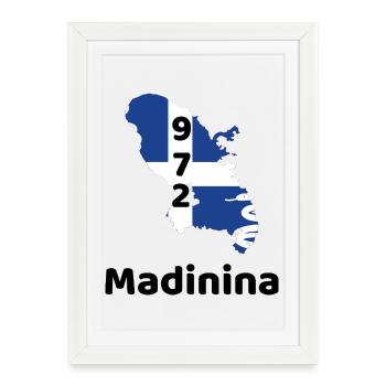 Ile de Madinina 972 avec drapeau - Sticker - Affiche encadrée (27 × 37 cm) - blanc - Devant