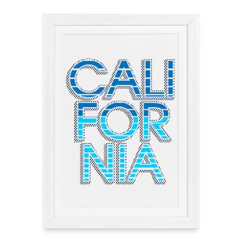 Motif côtier californien dans les tons de bleu - Affiche encadrée (27 × 37 cm) - blanc - Devant