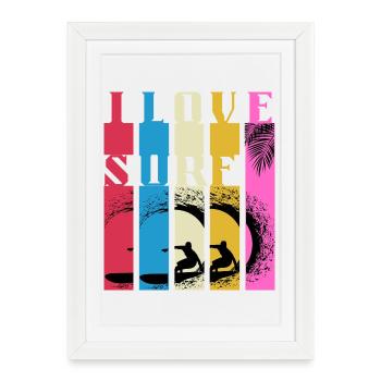 Vagues de Surf Multicolores - Affiche encadrée (27 × 37 cm) - blanc - Devant