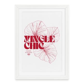 Jungle Chic Monstera Leaf Design - Affiche encadrée (27 × 37 cm) - blanc - Devant