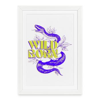 Conception de tatouage de serpent né sauvage - Affiche encadrée (27 × 37 cm) - blanc - Devant