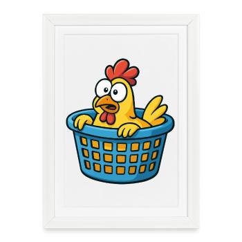 Playful Chicken Cardboard Print - Framed poster (27 × 37 cm) - white - Front