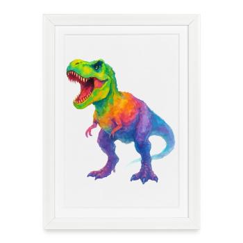 Dinosaure dégradé coloré - Affiche encadrée (27 × 37 cm) - blanc - Devant