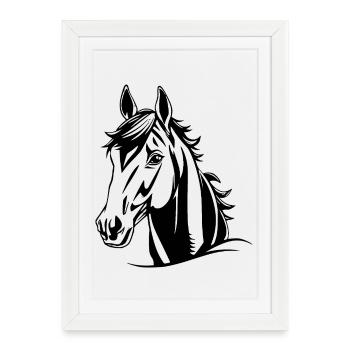 Cheval Chevaux Cadeau - Affiche encadrée (27 × 37 cm) - blanc - Devant