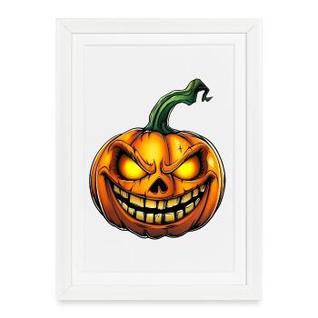 creepy Halloween pumpkin :) - Framed poster (27 × 37 cm) - white - Front