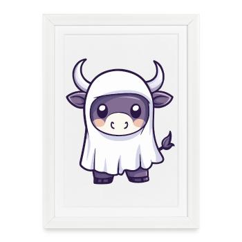 Bull Halloween fantôme - Affiche encadrée (27 × 37 cm) - blanc - Devant
