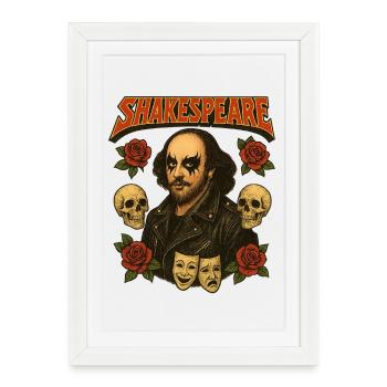 Shakespeare Rock Star - Affiche encadrée (27 × 37 cm) - blanc - Devant