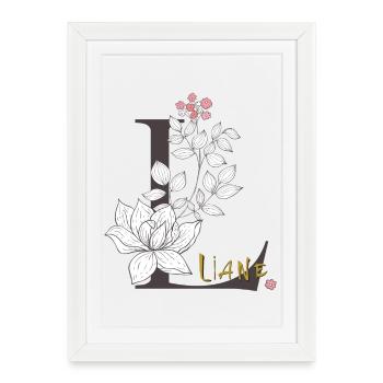 Lettre L Liana - Affiche encadrée (27 × 37 cm) - blanc - Devant