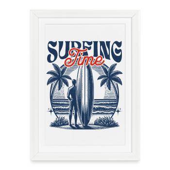 Temps de surf - Affiche encadrée (27 × 37 cm) - blanc - Devant