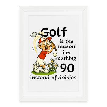 Golf - Pousser 90 - Femme - Affiche encadrée (27 × 37 cm) - blanc - Devant