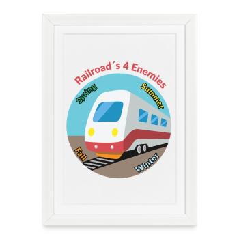 Four Seasons Train Motif, Always Unpunctual - Framed poster (27 × 37 cm) - white - Front