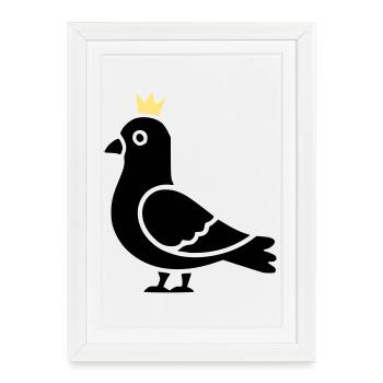 Colombe avec couronne | Symbole du roi de la ville - Affiche encadrée (27 × 37 cm) - blanc - Devant
