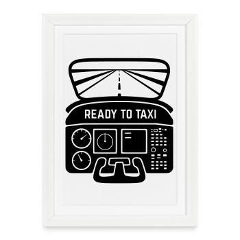 Silhouette d’avion volant de cockpit prêt à rouler - Affiche encadrée (27 × 37 cm) - blanc - Devant